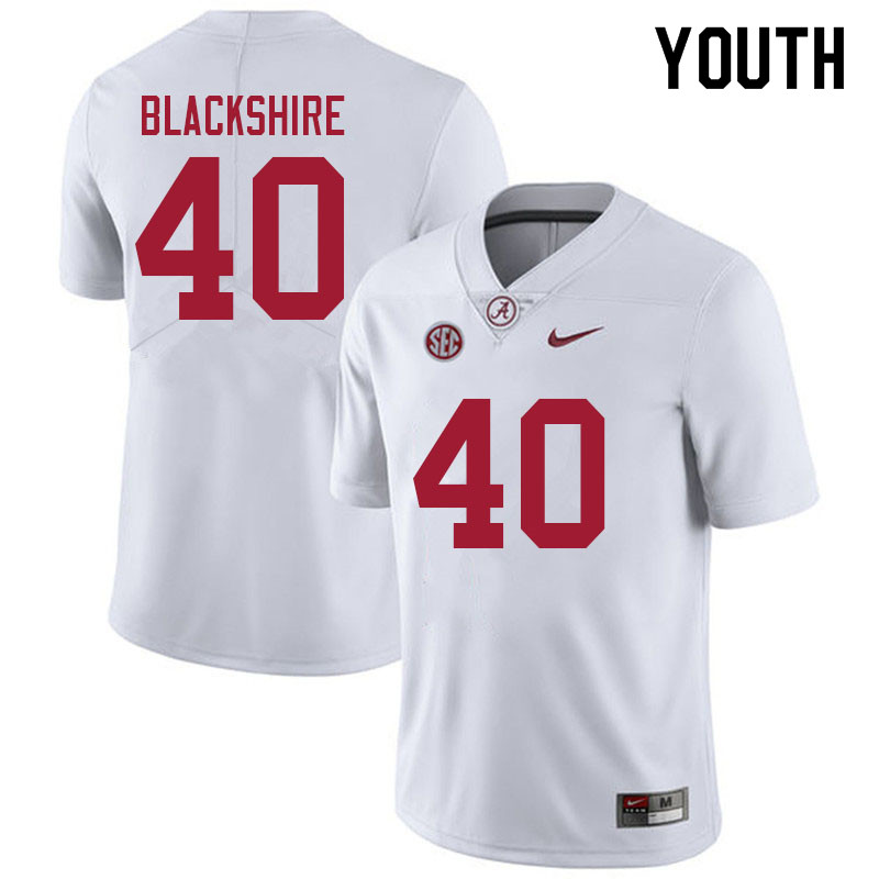 Alabama Crimson Tide Youth Kendrick Blackshire #40 White NCAA Nike Authentic Stitched 2021 College Football Jersey KW16E87XB